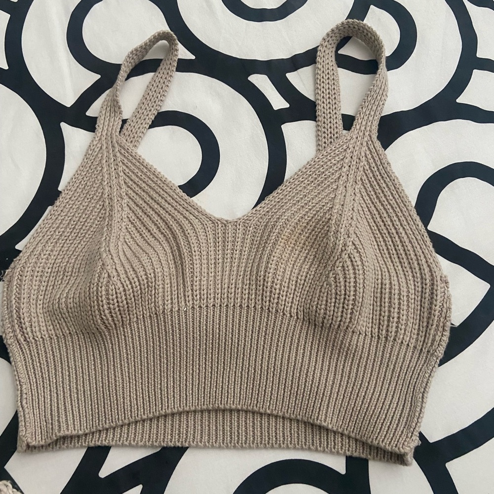 En Saison Taupe Ribbed Knit Bralette